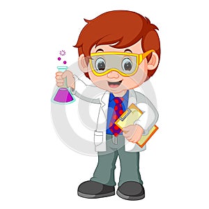 Scientist or professor holding flask