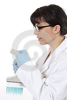 Scientist programming pipette photo