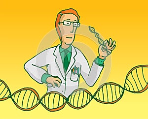 Scientist researching genes or dna sequence photo