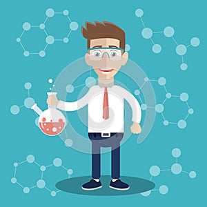 Scientist in science education research lab. Flat vector