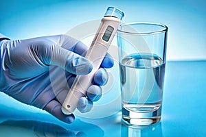 Scientist Testing Drinking Water Quality with pH Meter