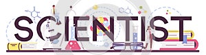 Scientist typographic header. Idea of education and innovation.