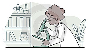 Scientist Using Microscope in Laboratory, Research and Discovery, vector design Generative AI