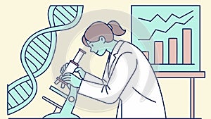 Scientist Using Microscope Line Vector, vector design Generative AI