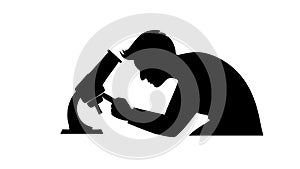 Scientist Using Microscope for Research and Study, vector design Generative AI