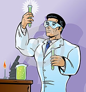 Scientist with vials