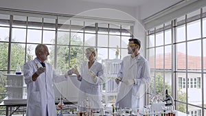 Scientist work with science equipment in laboratory. Scientific research concept.