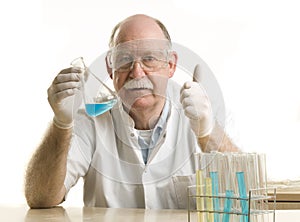 Scientist working with chemicals