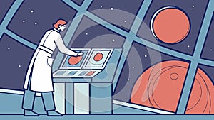 Scientist Working in a Futuristic Control Room, vector design Generative AI