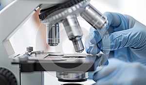 A scientist is working in a lab with a microscope and a pipette by AI generated image