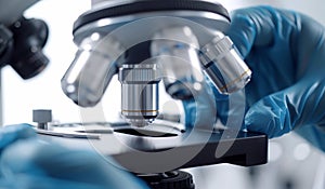 A scientist is working in a lab with a microscope and a pipette by AI generated image