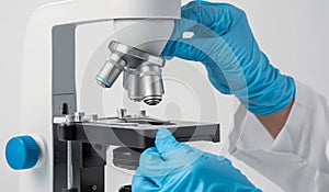 A scientist is working in a lab with a microscope and a pipette by AI generated image