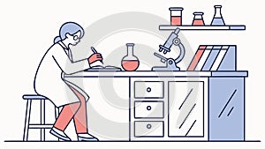 Scientist Working in Lab with Microscope, vector design Generative AI