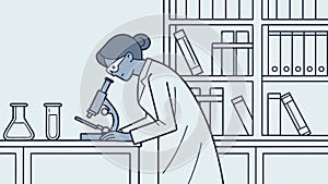 Scientist Working with Microscope in a Laboratory, vector design Generative AI