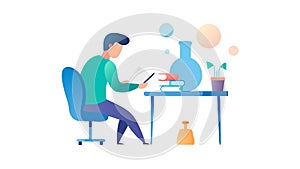 Scientist Working with Microscope in Laboratory, vector design Generative AI