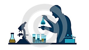 Scientist Working with a Microscope, Symbolizing Research and Discovery, vector design Generative AI