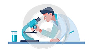 Scientist Working with Microscope Vector, Research and Discovery, vector design Generative AI