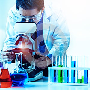 Scientist working in pharmaceutical laboratory.