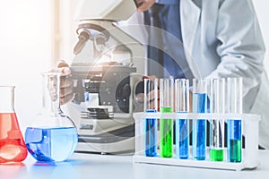 Scientist working in pharmaceutical laboratory.