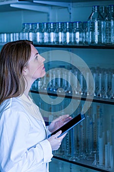 Scientist working with a tablet in laboratory