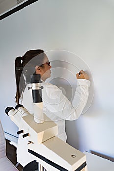 scientist writing formulas