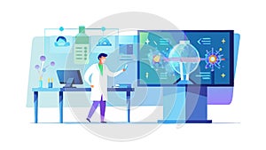 Scientists Analyzing Data in a Futuristic Lab Setting, vector design Generative AI