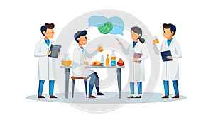 Scientists Collaborating in Lab, Innovation & Research, Teamwork, vector design Generative AI