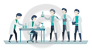 Scientists Collaborating in Lab, Research and Development, vector design Generative AI