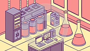 Scientists collaborating on research in a modern science lab, vector design Generative AI