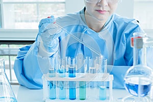 Scientists conduct research in the laboratory