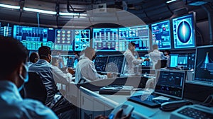 Scientists in Control Room. AI generated