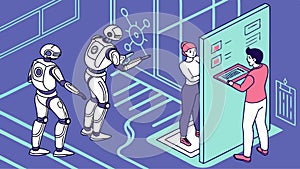 Scientists in Lab Isometric View, vector design Generative AI