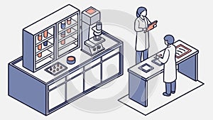 Scientists in Lab with Microscope, Research & Development, vector design Generative AI