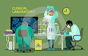 Scientists in medical laboratory doing research