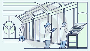 Scientists in Modern Lab, Research and Development, Scientific Discovery, Innovation, vector design Generative AI