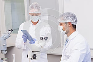 Scientists using tablet pc