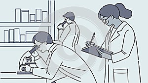 Scientists Working in Lab, Collaborative Research Vector, vector design Generative AI