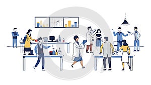 Scientists Working in Laboratory Research, vector design Generative AI