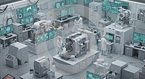 Scientists Working in a Modern Sterile Laboratory