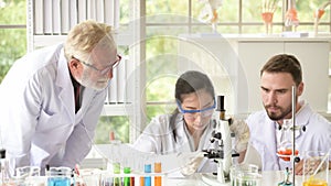 Scientists are working in science labs. photo