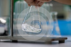 Working Titration technique in the laboratory.