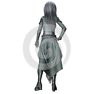 Scifi Alien Woman with Gray Skin, 3D Illustration, 3D rendering