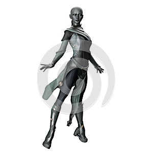 Scifi Alien Woman with Gray Skin, 3D Illustration, 3D rendering