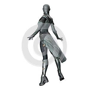 Scifi Alien Woman with Gray Skin, 3D Illustration, 3D rendering