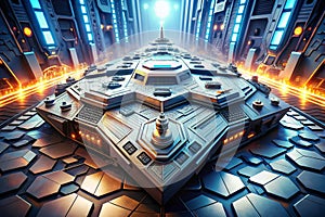 SciFi Panels. Futuristic texture. Spaceship hull geometric pattern. 3d illustration. Technology concept photo
