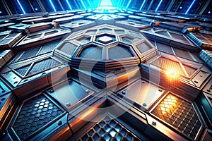 SciFi Panels: Futuristic Texture, Spaceship Hull Geometric Pattern photo