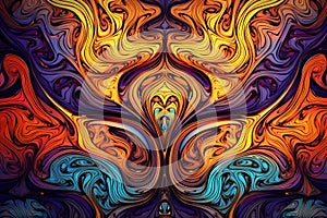 Scifi psychedelia colorful wavy abstract symmetrical background photo