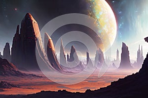 scifi spacescape towm ceres colony illustration