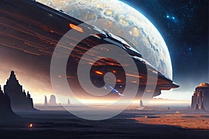scifi spacescape towm ceres colony illustration photo