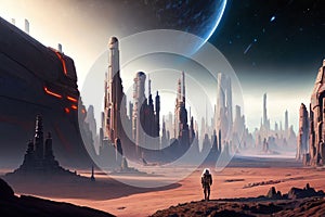 scifi spacescape towm ceres colony illustration photo